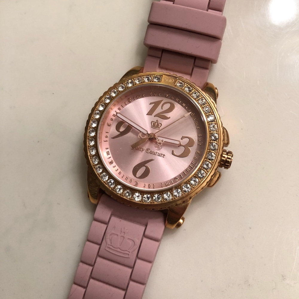 Pink Juicy Couture watch - gold with rhinestones